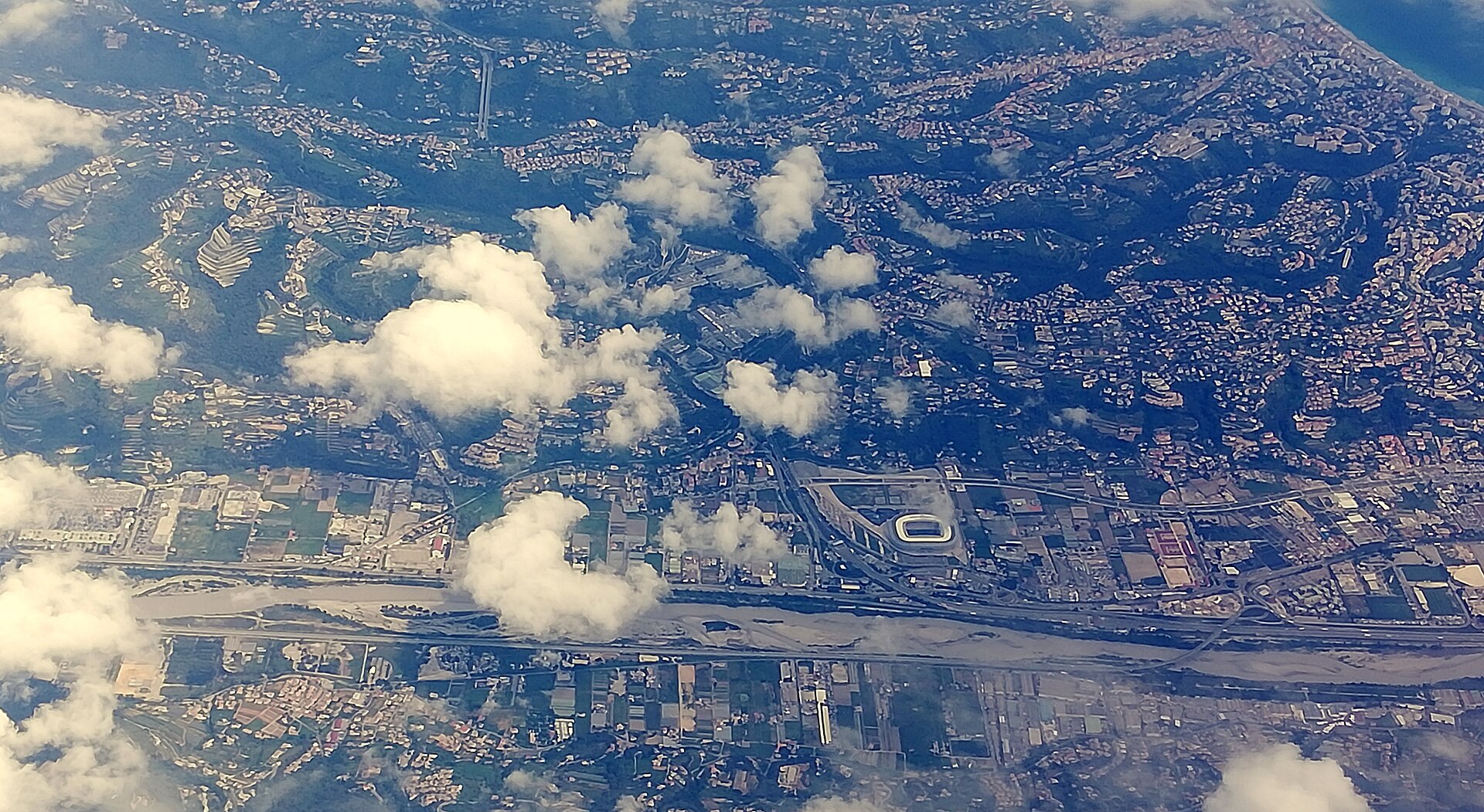 The Allianz Riviera in Nice seen from the Var plain
