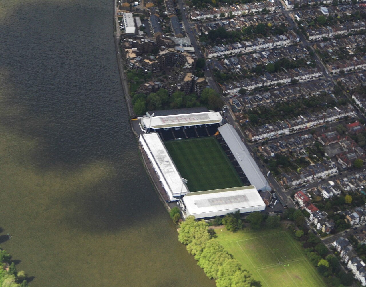 Craven Cottage, home of Fulham, on the bank of the Thames in west London