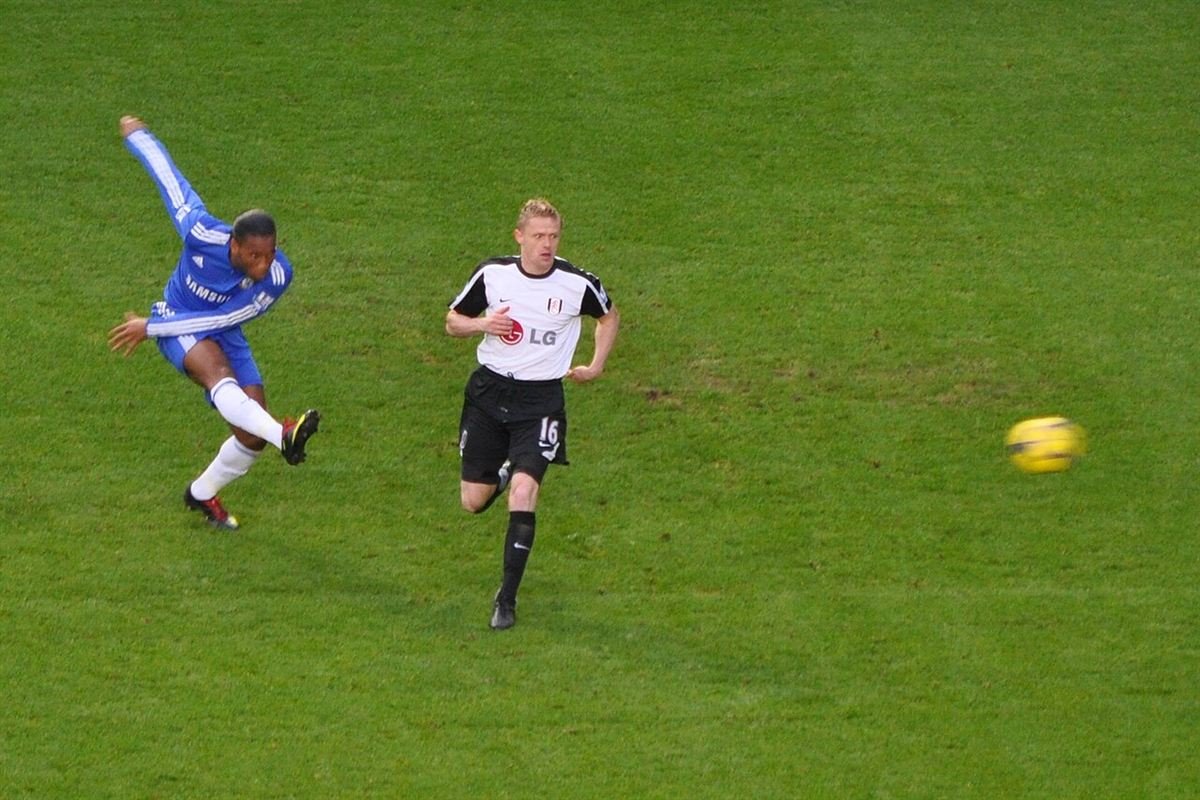Didier Drogba in action for Chelsea against Fulham in December 2009
