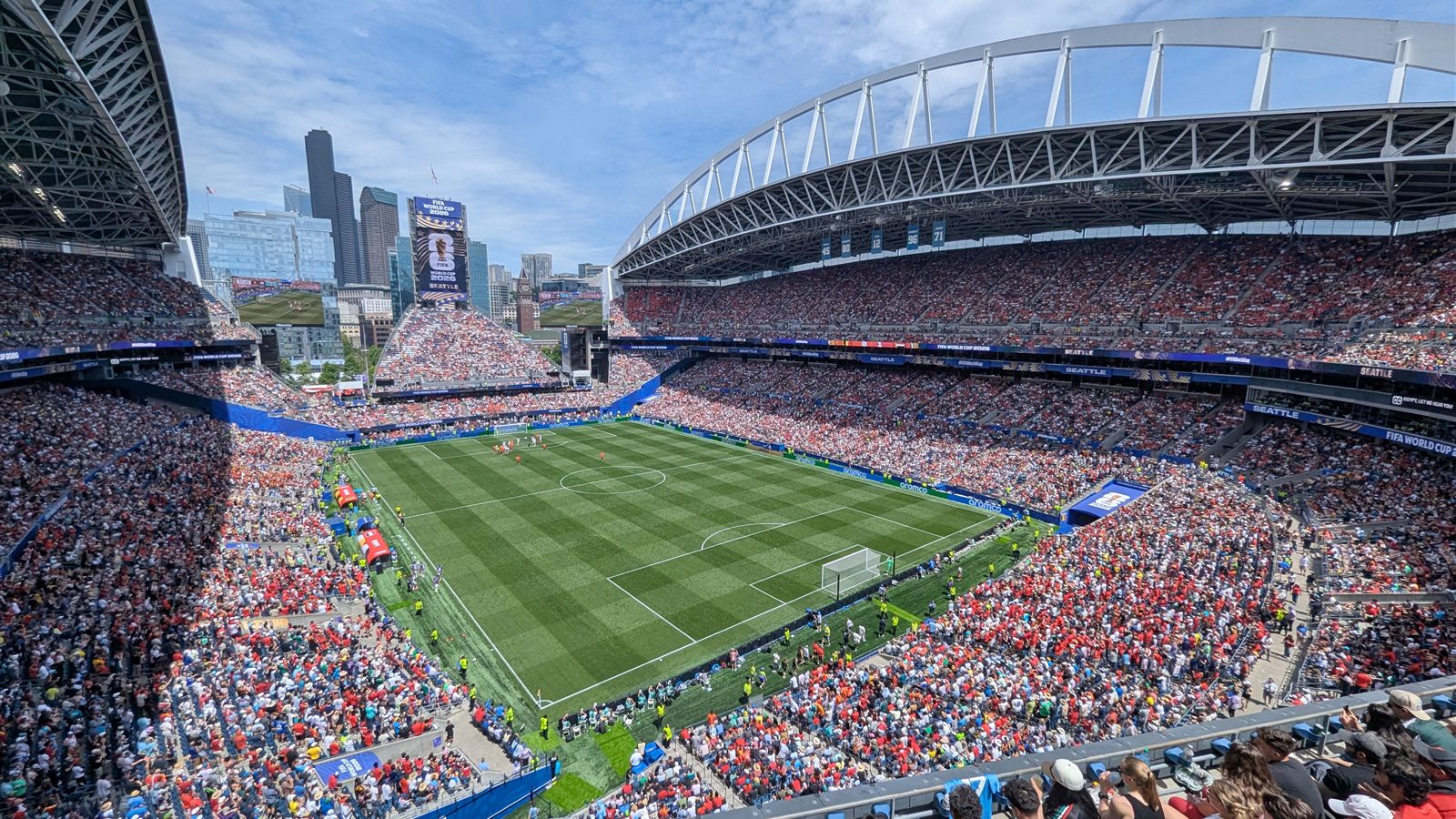 A packed Lumen Field in Seattle during a 2026 World Cup match