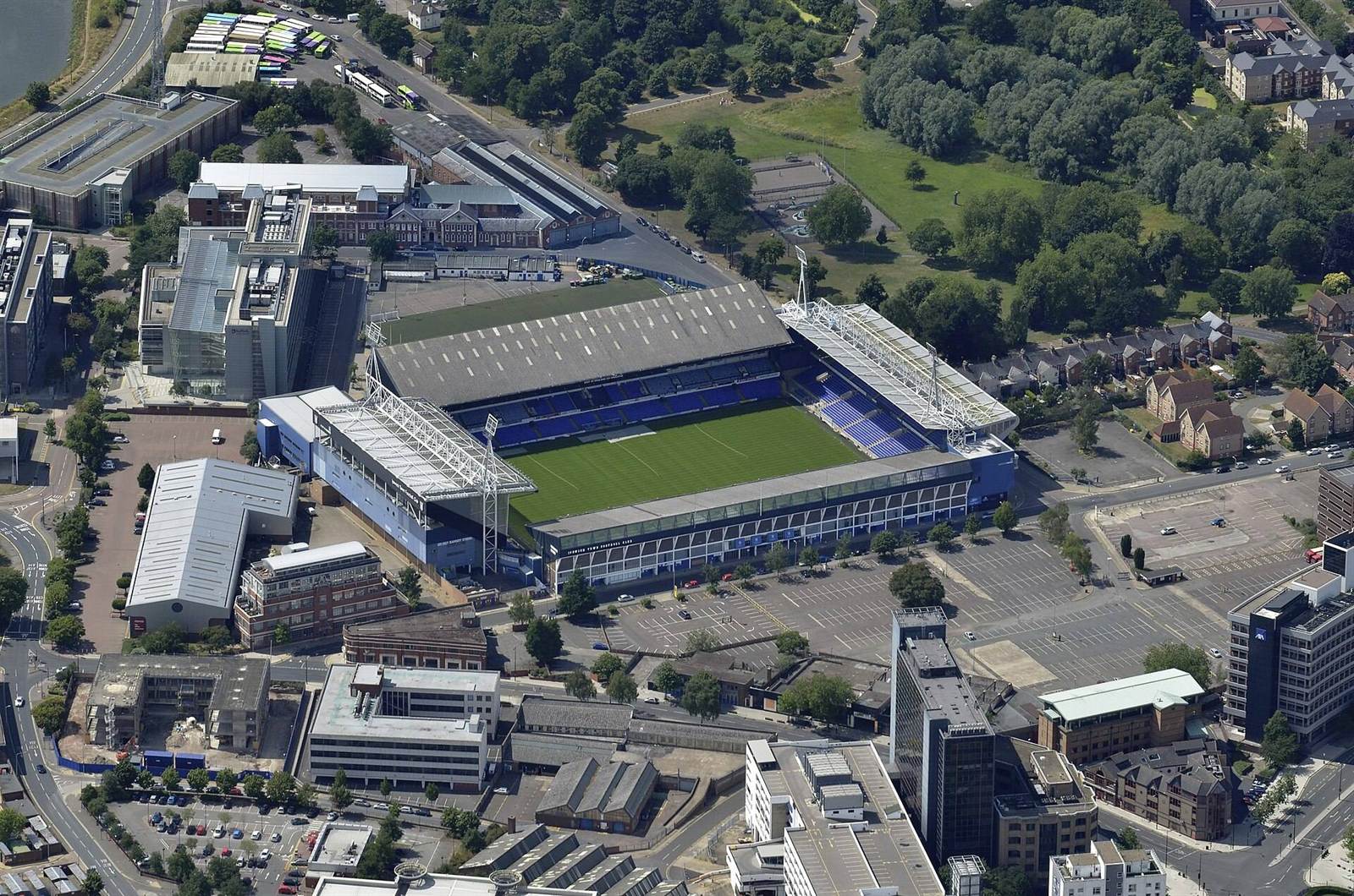 Aerial view of Portman Road, home of Ipswich Town